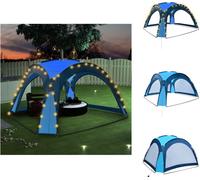 vidaXL Tienda de campaña para fiestas con luces LED y 4 paredes laterales, 3,6x3,6x2,3 m, color azul - Toldos y tiendas de campaña para fiestas