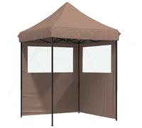 vidaXL Tienda de campaña plegable tipo pop-up para fiestas, con 2 paneles laterales, color marrón