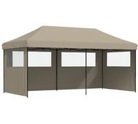 vidaXL Tienda de campaña plegable tipo pop-up para fiestas, con 3 paneles laterales, color taupe