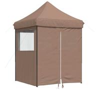 vidaXL Tienda de campaña plegable tipo pop-up para fiestas, con 4 paneles laterales, color marrón