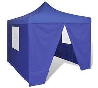 vidaXL Tienda de Fiesta Plegable Jardín 4 Paredes Acero Poliester Azul Carpa