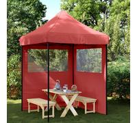 vidaXL Tienda de fiesta plegable Pop-Up 2 paredes laterales burdeos