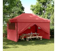 vidaXL Tienda de fiesta plegable Pop-Up 4 paredes laterales burdeos