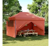 vidaXL Tienda de Fiesta Plegable Pop-Up 4 Paredes Laterales Terracota, Tienda, Tienda de jardín, cenador de Camping, toldo cenador, cenador toldo