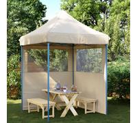 vidaXL Tienda de fiesta plegable Pop-Up con 2 paredes laterales beige