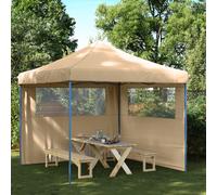 vidaXL Tienda de fiesta plegable Pop-Up con 2 paredes laterales beige