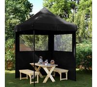 vidaXL Tienda de fiesta plegable Pop-Up con 2 paredes laterales negra