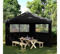 vidaXL Tienda de fiesta plegable Pop-Up con 2 paredes laterales negra