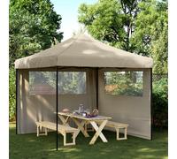 vidaXL Tienda de fiesta plegable Pop-Up con 2 paredes laterales taupe