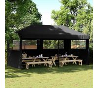 vidaXL Tienda de fiesta plegable Pop-Up con 3 paredes laterales negra