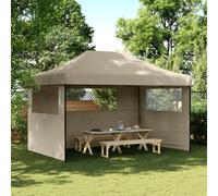 vidaXL Tienda de fiesta plegable Pop-Up con 3 paredes laterales taupe