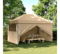 vidaXL Tienda de fiesta plegable Pop-Up con 4 paredes laterales beige