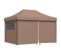 vidaXL Tienda de Fiesta Plegable Pop-Up con 4 Paredes Laterales marrón, Tienda, Tienda de jardín, cenador de Camping, toldo cenador, cenador toldo