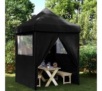 vidaXL Tienda de fiesta plegable Pop-Up con 4 paredes laterales negra