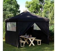 vidaXL Tienda de fiesta plegable Pop-Up con 4 paredes laterales negra