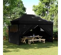vidaXL Tienda de fiesta plegable Pop-Up con 4 paredes laterales negra