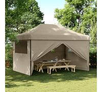 vidaXL Tienda de fiesta plegable Pop-Up con 4 paredes laterales taupe