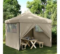 vidaXL Tienda de fiesta plegable Pop-Up con 4 paredes laterales taupe