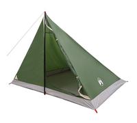 vidaXL Tienda de trekking verde para 4 personas, poliéster 185T con revestimiento de poliuretano, tienda de campaña portátil, techo de viaje compacto, equipo de camping fiable, equipo de exterior