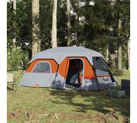 vidaXL Tienda Familiar – Toldo portátil 9 personas – Impermeable, apertura rápida – Gris y naranja