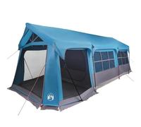 vidaXL Tienda Familiar Azul y Gris 620 x 322 x 240 cm Poliéster, Tienda de campaña Moderna, Grande, Impermeable, Ideal para Familia, Senderismo, Viajes y diversión en el jardín