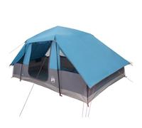 vidaXL Tienda familiar con mosca de lluvia, impermeable, para 6 personas, color azul, moderna tienda familiar resistente al agua, cubierta de camping portátil, fibra de vidrio grande y marco de acero