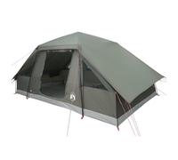 vidaXL Tienda familiar con mosca de lluvia impermeable para 6 personas, verde militar, tienda familiar moderna, impermeable, diseño plegable portátil, fibra de vidrio grande y marco de acero