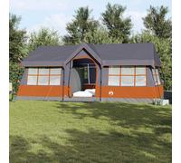 vidaXL Tienda familiar camping 622×295×238cm Techo gris/naranja plegable impermeable y resistente UV
