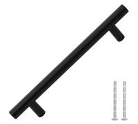 vidaXL Tiradores para Armarios 10 uds, Tiradores en Barra, Manijas de Cajones Muebles, Tiradores de Puerta Corredera, Acero Inoxidable Negro 160 mm