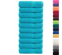 vidaXL Toallas de Mano 10 uds 100% algodón Turquesa 50x100 cm 600 gsm, Toalla, Toalla de Cara, Toalla de Invitados, Toalla de baño