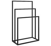 vidaXL Toallero de pie con estantes para baño – Organizador de ropa, hierro negro