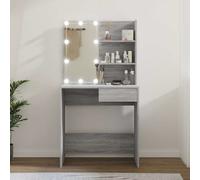 vidaXL Tocador con LED Mesa de Maquillaje Espejo y Almacenaje Gris Sonoma 74,5x40x141 cm