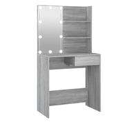 vidaXL Tocador con LED Mesa de Maquillaje Espejo y Almacenaje Gris Sonoma 74,5x40x141 cm