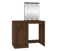 Vidaxl tocador con led madera contrachapada marrón roble 90x50x132,5cm