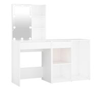 Vidaxl tocador con led y armario madera contrachapada blanco