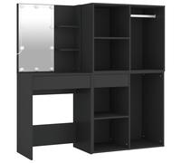 vidaXL Tocador con LED y armarios madera contrachapada negro