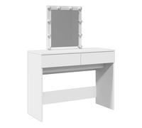 vidaXL Tocador con luces LED para maquillaje 100x40x130 cm Blanco con espejo y almacenaje