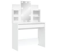 vidaXL Tocador con espejo y luces LED, cajones y estantes, blanco 96x40x142 cm