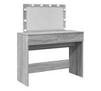 vidaXL Tocador de maquillaje con luces LED, espejo y almacenaje, gris Sonoma 100x40x120 cm
