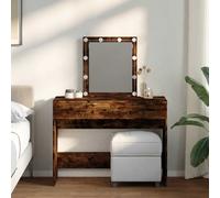 vidaXL Tocador con luces LED color roble ahumado 100x40x130 cm