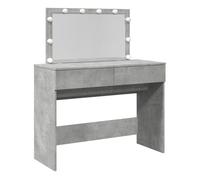 vidaXL Tocador de Maquillaje con Luces LED Gris hormigón 100x40x120 cm con Espejo y Almacenaje