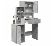 vidaXL Tocador con mueble 80x35x132 cm en color Gris sonoma/Negro/Gris hormigón y más | almacenamiento funcional diseño moderno para baño dormitorio sala