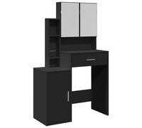 vidaXL Tocador con mueble 80x35x132 cm en color Gris sonoma/Negro/Gris hormigón y más | almacenamiento funcional diseño moderno para baño dormitorio sala