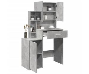 vidaXL Tocador con mueble 80x35x132 cm en color Gris sonoma/Negro/Gris hormigón y más | almacenamiento funcional diseño moderno para baño dormitorio sala