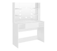 vidaXL Tocador de maquillaje con luces LED MDF blanco 100x40x135 cm