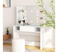 vidaXL Tocador de maquillaje con luces LED MDF blanco 100x40x135 cm