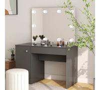 vidaXL Tocador de maquillaje con luces LED MDF gris 110x55x145 cm