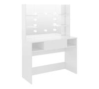 vidaXL Tocador de maquillaje luces LED MDF blanco brillo 100x40x135 cm