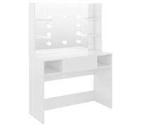 vidaXL Tocador de maquillaje luces LED MDF blanco brillo 100x40x135 cm