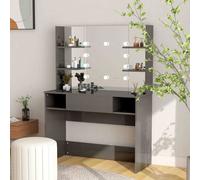 vidaXL Tocador de maquillaje luces LED MDF gris brillo 100x40x135 cm